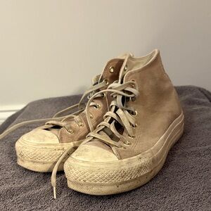 Converse Beige/Pink High-Top Sneakers